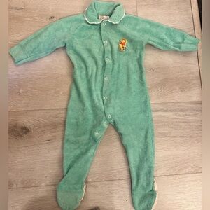 Vintage 80s Disney Winnie the Pooh Terry Cloth Footed Sleeper USA